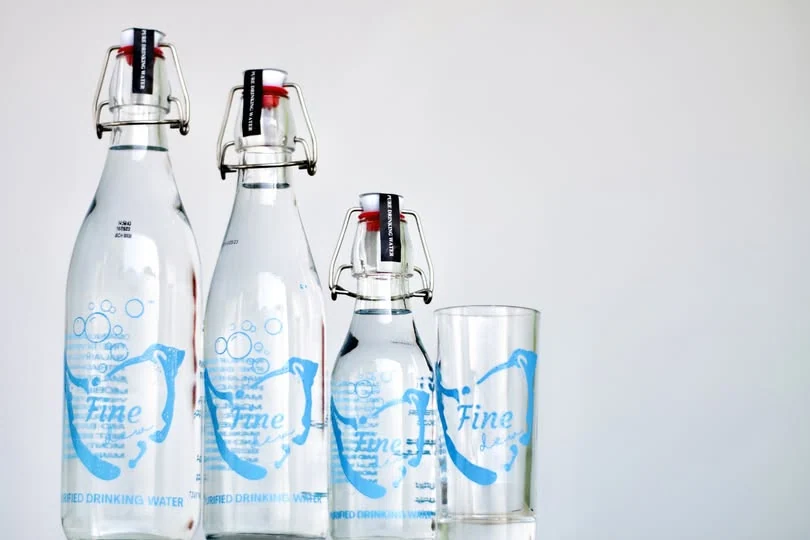 Fine Dew original reusable swing-top glass bottles